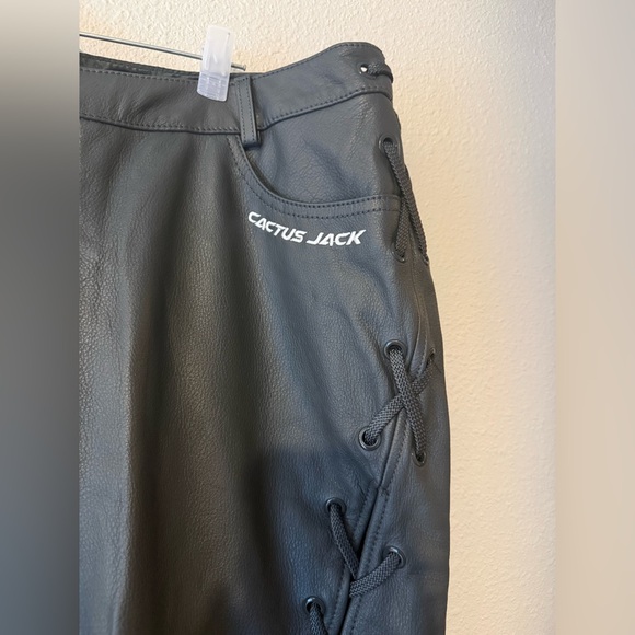 JORDAN X TRAVIS SCOTT CACTUS JACK LACE UP LEATHER PANTS DARK SMOKE GREY NWT 14 - Picture 5 of 8